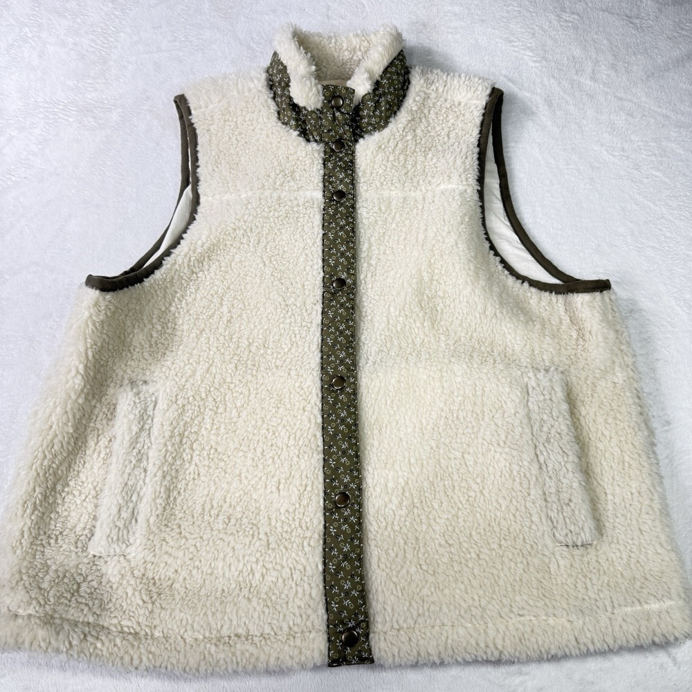 Madewell Vest Faux-Shearling Sherpa Jacket Womens 2XL Cream Soft Cozy Floral